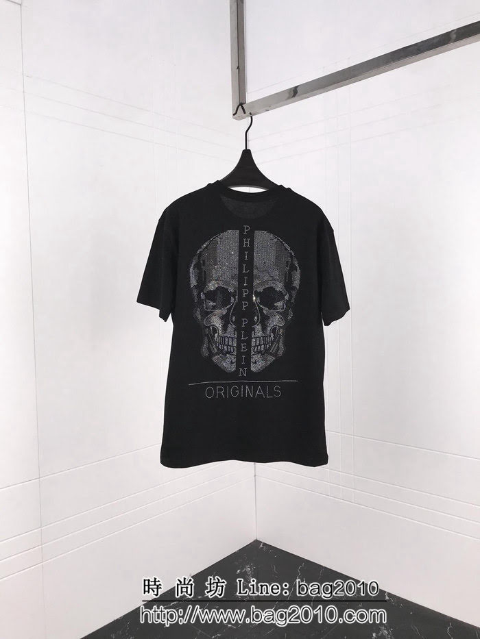 PP19ss早春新款短袖 後背骷髏燙鑽營造立體感 採用絲光面料 高版本男女同款 ydi2122